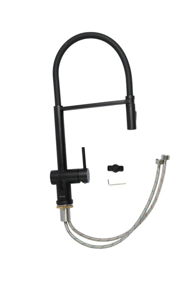 Смеситель для кухни с гибким изливом GERHANS K14290B-2, чёрный/чёрный — изображение 5