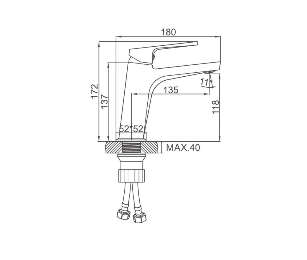 Смеситель для умывальника Ledeme L1092D, оружейная сталь — изображение 3