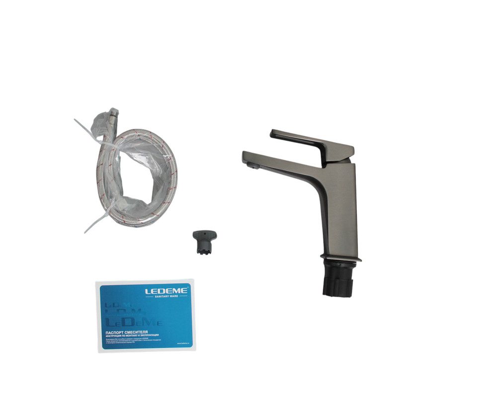 Смеситель для умывальника Ledeme L1092D, оружейная сталь — изображение 5