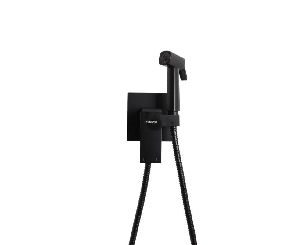 Смеситель скрытого монтажа для гигиенического душа Ledeme L5398B-8, чёрный — изображение 4