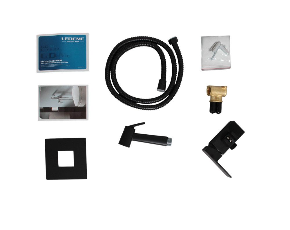 Смеситель скрытого монтажа для гигиенического душа Ledeme L5398B-8, чёрный — изображение 5