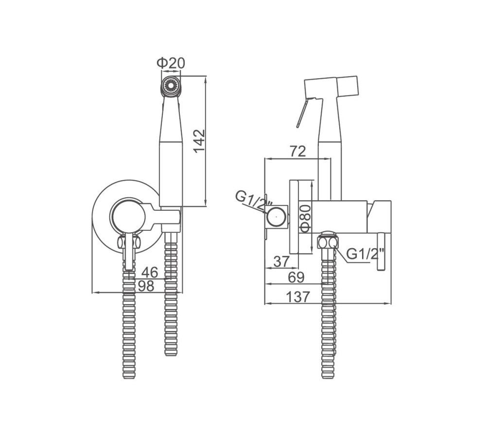 Смеситель скрытого монтажа для гигиенического душа Ledeme L75398-2 — изображение 4