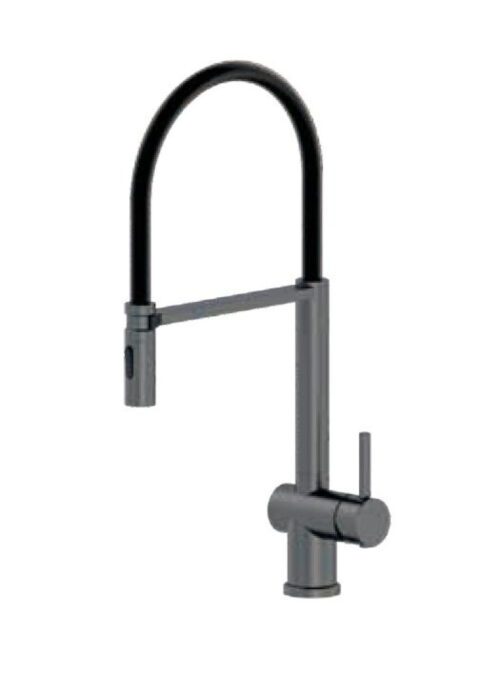 Смеситель для кухни с гибким изливом GERHANS K14290D-2, оружейная сталь/чёрный