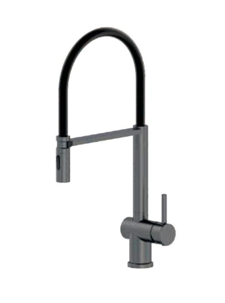 Смеситель для кухни с гибким изливом GERHANS K14290D-2, оружейная сталь/чёрный