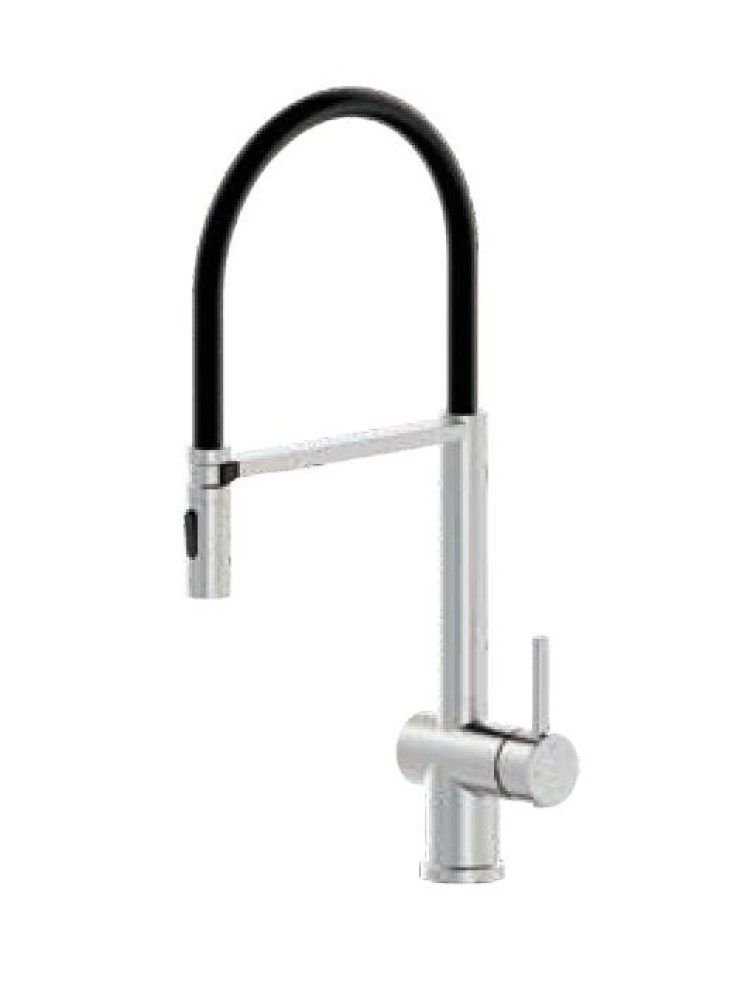 Смеситель для кухни с гибким изливом GERHANS K14290A-2, сатин/чёрный