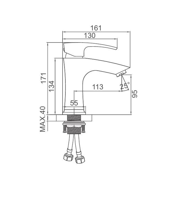 Cмеситель для умывальника GERHANS K11014B, чёрный — изображение 2