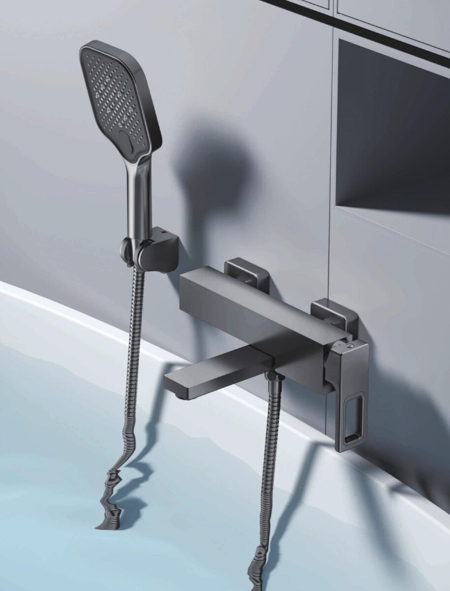 Смеситель для ванны GERHANS K13027D, оружейная сталь — изображение 4