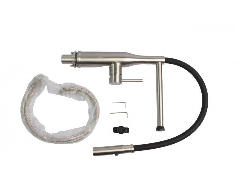 Смеситель для кухни с гибким изливом GERHANS K14293A-2, сатин/чёрный — изображение 6