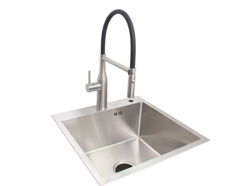 Смеситель для кухни с гибким изливом GERHANS K14293A-2, сатин/чёрный — изображение 3