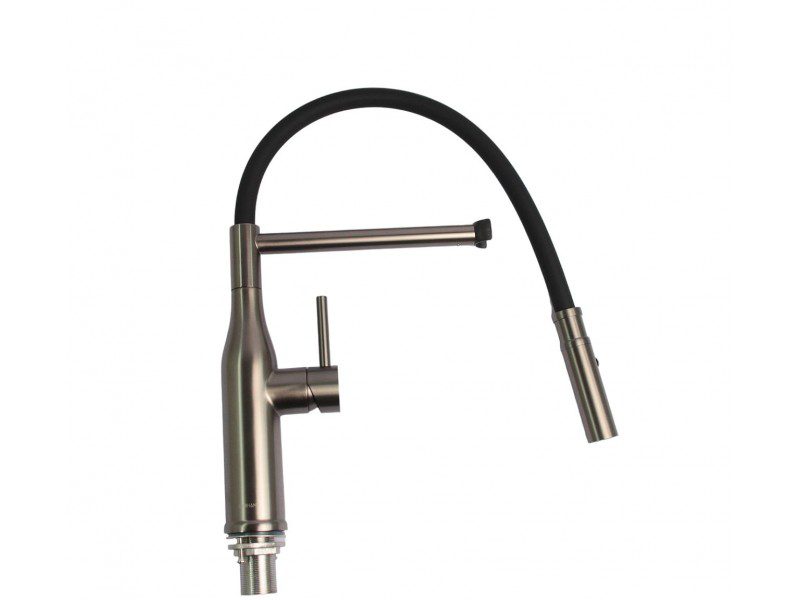 Смеситель для кухни с гибким изливом GERHANS K14293D-2, оружейная сталь/чёрный — изображение 4