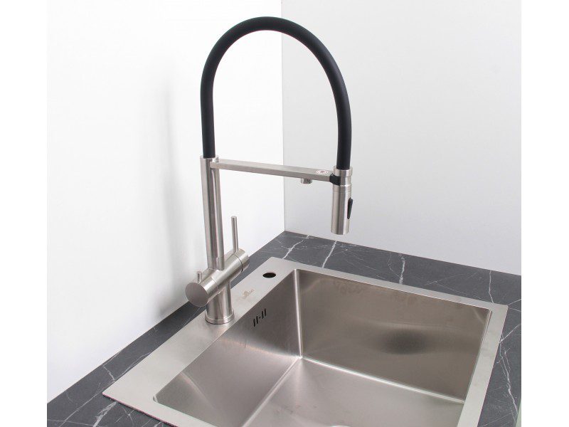 Смеситель для кухни под фильтр GERHANS K14390A-2, сатин/чёрный — изображение 7