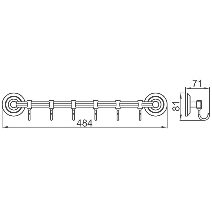 Планка с крючками Ledeme L204-6 — изображение 2