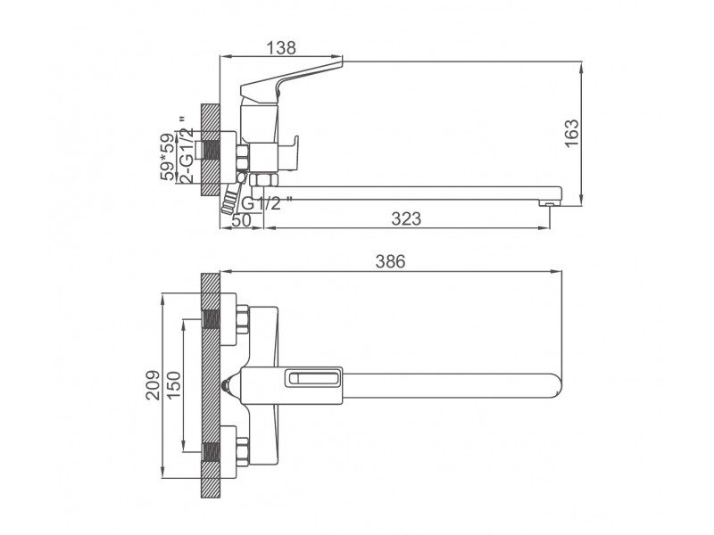 Смеситель для ванны Ledeme L2292D, оружейная сталь — изображение 3
