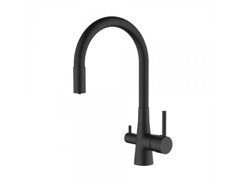 Смеситель для кухни под фильтр Ledeme L4955B-2, чёрный/чёрный