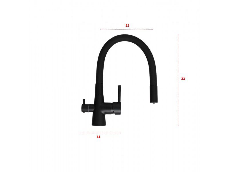 Смеситель для кухни под фильтр Ledeme L4955B-2, чёрный/чёрный — изображение 4