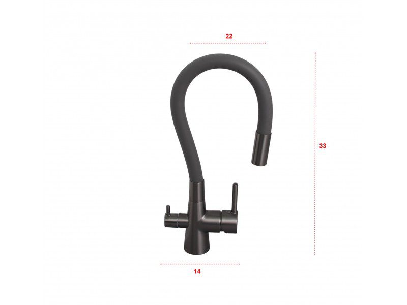 Смеситель для кухни под фильтр Ledeme L4955D-12, оружейная сталь/чёрный — изображение 4