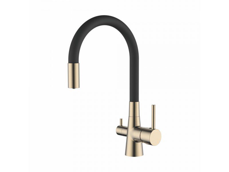 Смеситель для кухни под фильтр Ledeme L4955Y-2, золото/чёрный