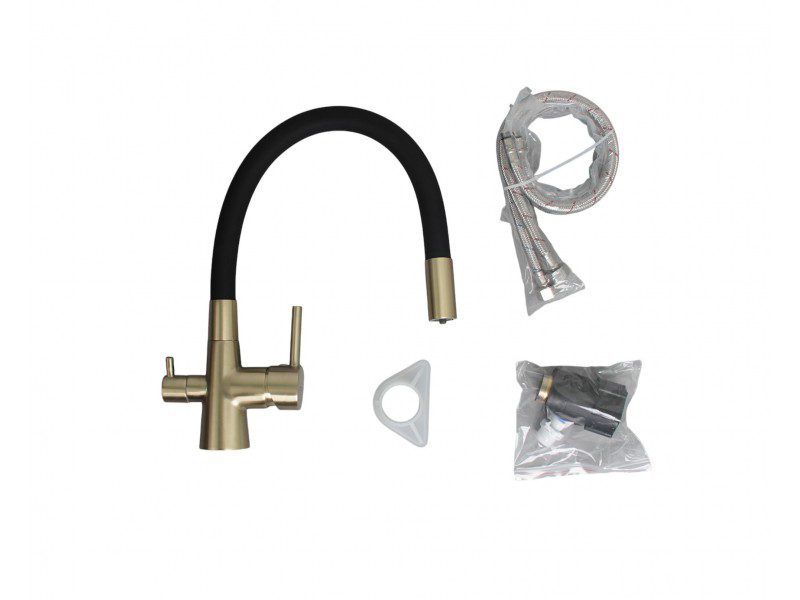 Смеситель для кухни под фильтр Ledeme L4955Y-2, золото/чёрный — изображение 2