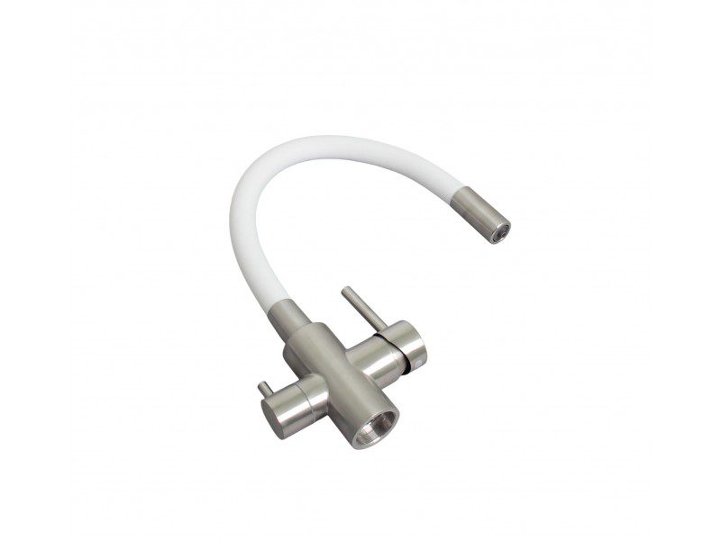 Смеситель для кухни под фильтр Ledeme L74255-3, нержавеющая сталь/белый — изображение 4