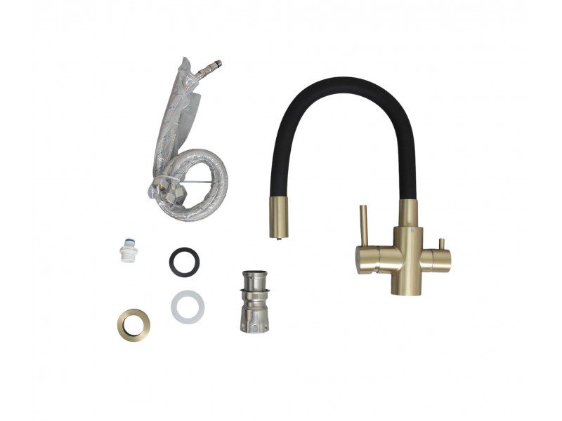 Смеситель для кухни под фильтр Ledeme L74255Y-2, золото/чёрный — изображение 4