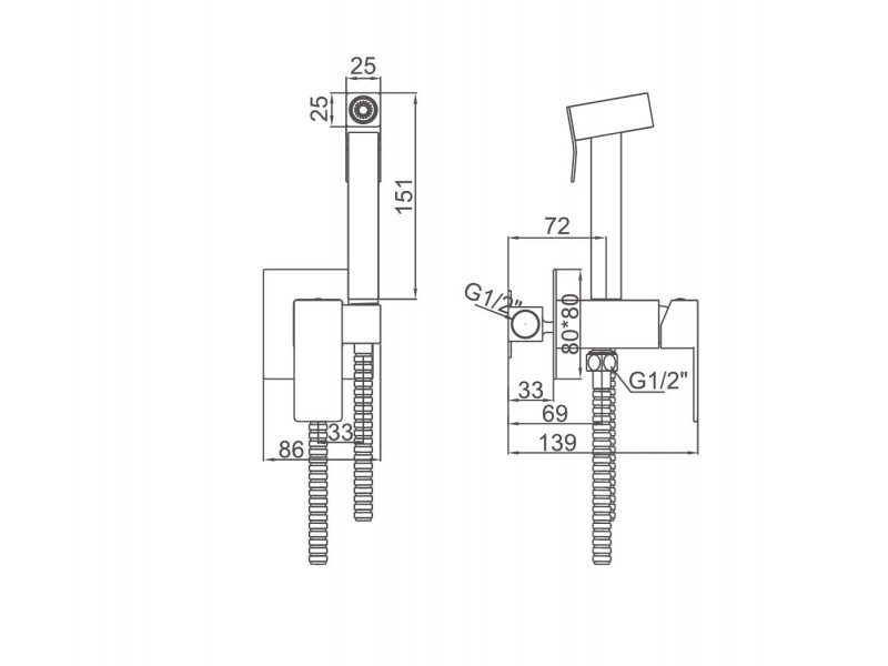 Смеситель скрытого монтажа для гигиенического душа Ledeme L75398-8 — изображение 3