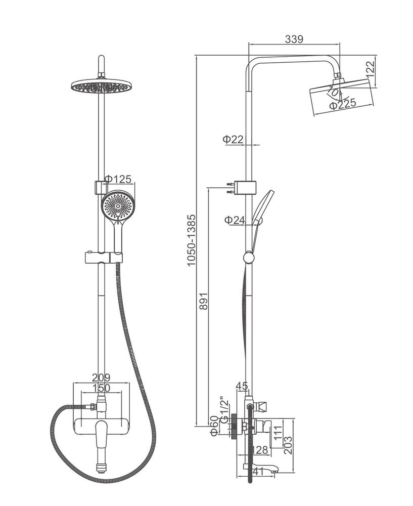 Душевая система Ledeme L2426B, чёрный — изображение 3