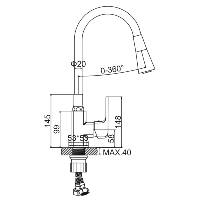 Смеситель для кухни с гибким изливом Ledeme L4144-2 — изображение 2