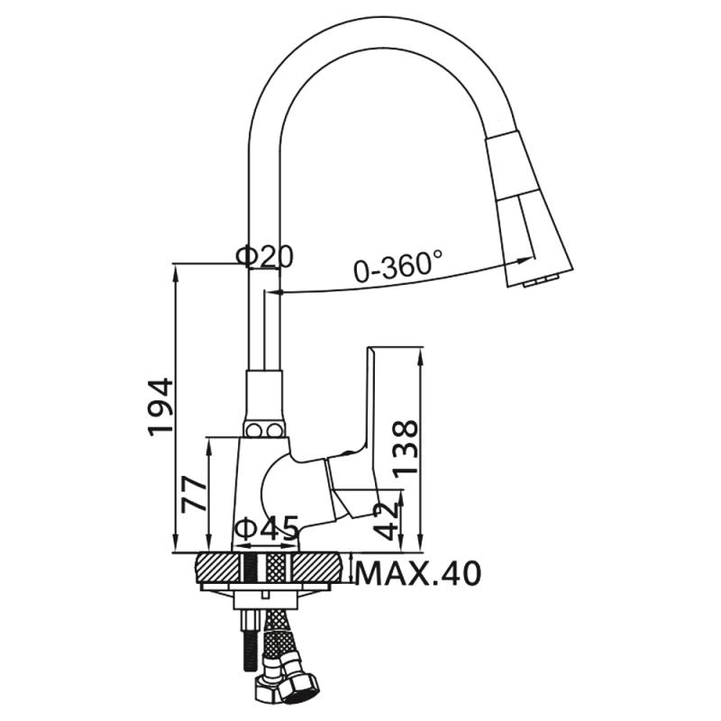 Смеситель для кухни с гибким изливом Ledeme L4161B-2 — изображение 2