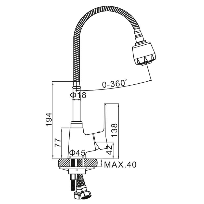 Смеситель для кухни с гибким изливом Ledeme L4361 — изображение 2