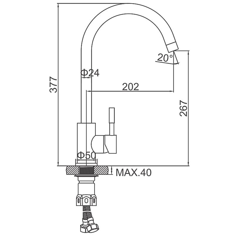 Смеситель для кухни Ledeme L4998B-3, чёрный — изображение 2