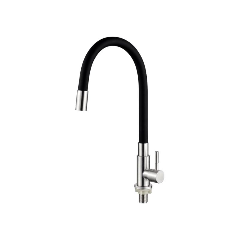 Смеситель для кухни с полужестким силиконовым изливом Ledeme L74195-2