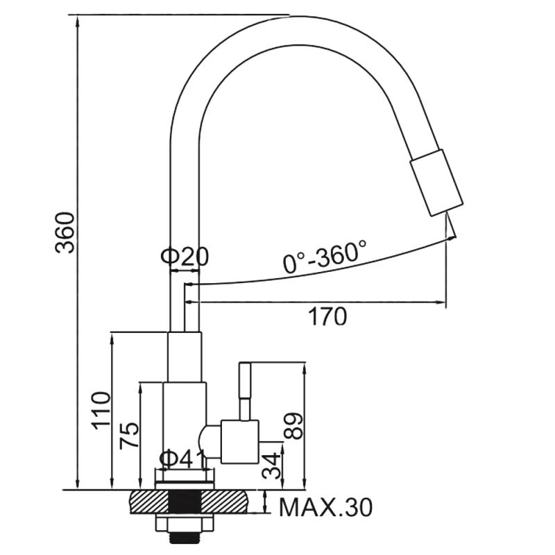 Смеситель для кухни с полужестким силиконовым изливом Ledeme L74195-2 — изображение 2