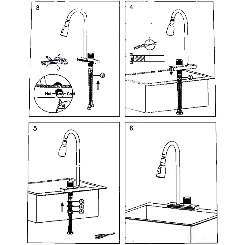 Встраиваемый смеситель для кухни с выдвижным изливом Ledeme L74198B, чёрный — изображение 3