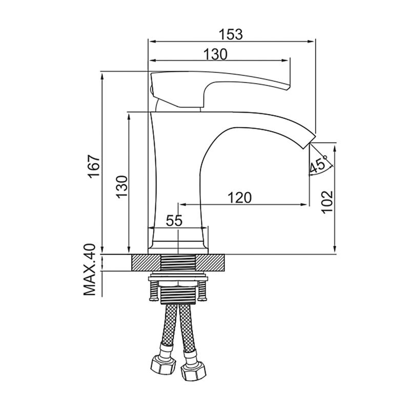 Cмеситель для умывальника GERHANS K11014B-7, чёрный — изображение 4