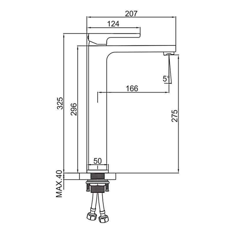 Cмеситель для умывальника GERHANS K11127B высокий, чёрный — изображение 3