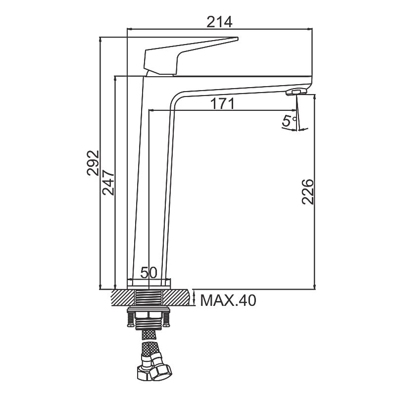 Смеситель для умывальника Ledeme L1181, высокий — изображение 2
