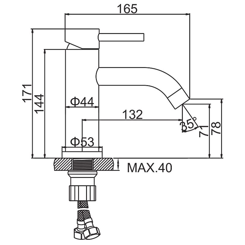 Смеситель для умывальника Ledeme L71006X, хром — изображение 2