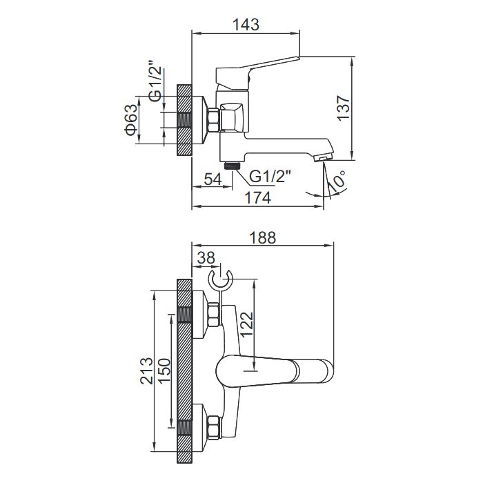 Смеситель для ванны Ledeme L3161 — изображение 2