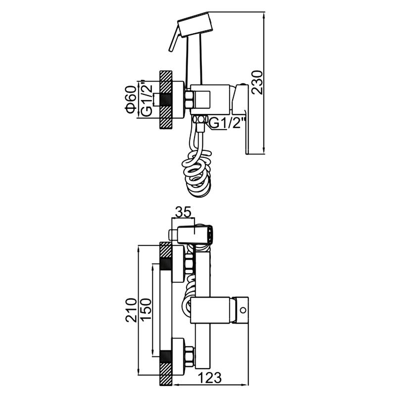 Смеситель для гигиенического душа Ledeme L5233-1 — изображение 2