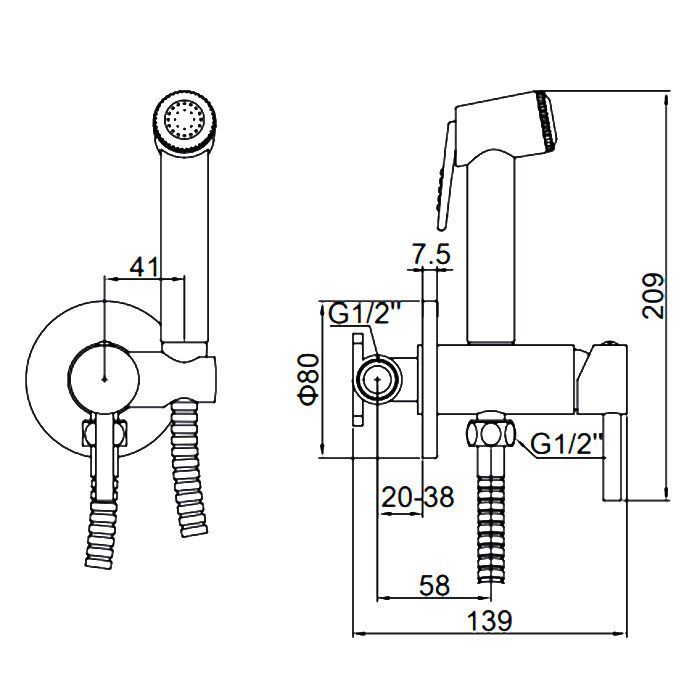 Смеситель скрытого монтажа для гигиенического душа Ledeme L5398D-2, оружейная сталь — изображение 2