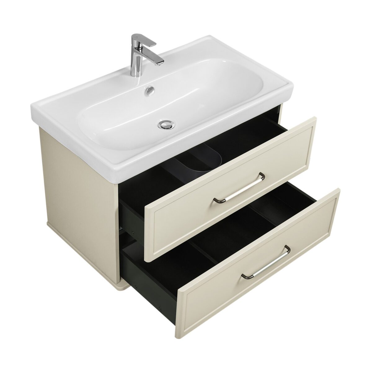 Комплект: тумба в ванную Aquaton Нео-Классика 85 под умывальник Santek Нео Классик 85, белый камень, 1A2863V0NCTG0 — изображение 3