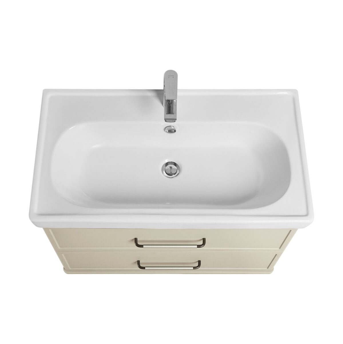 Комплект: тумба в ванную Aquaton Нео-Классика 85 под умывальник Santek Нео Классик 85, белый камень, 1A2863V0NCTG0 — изображение 2