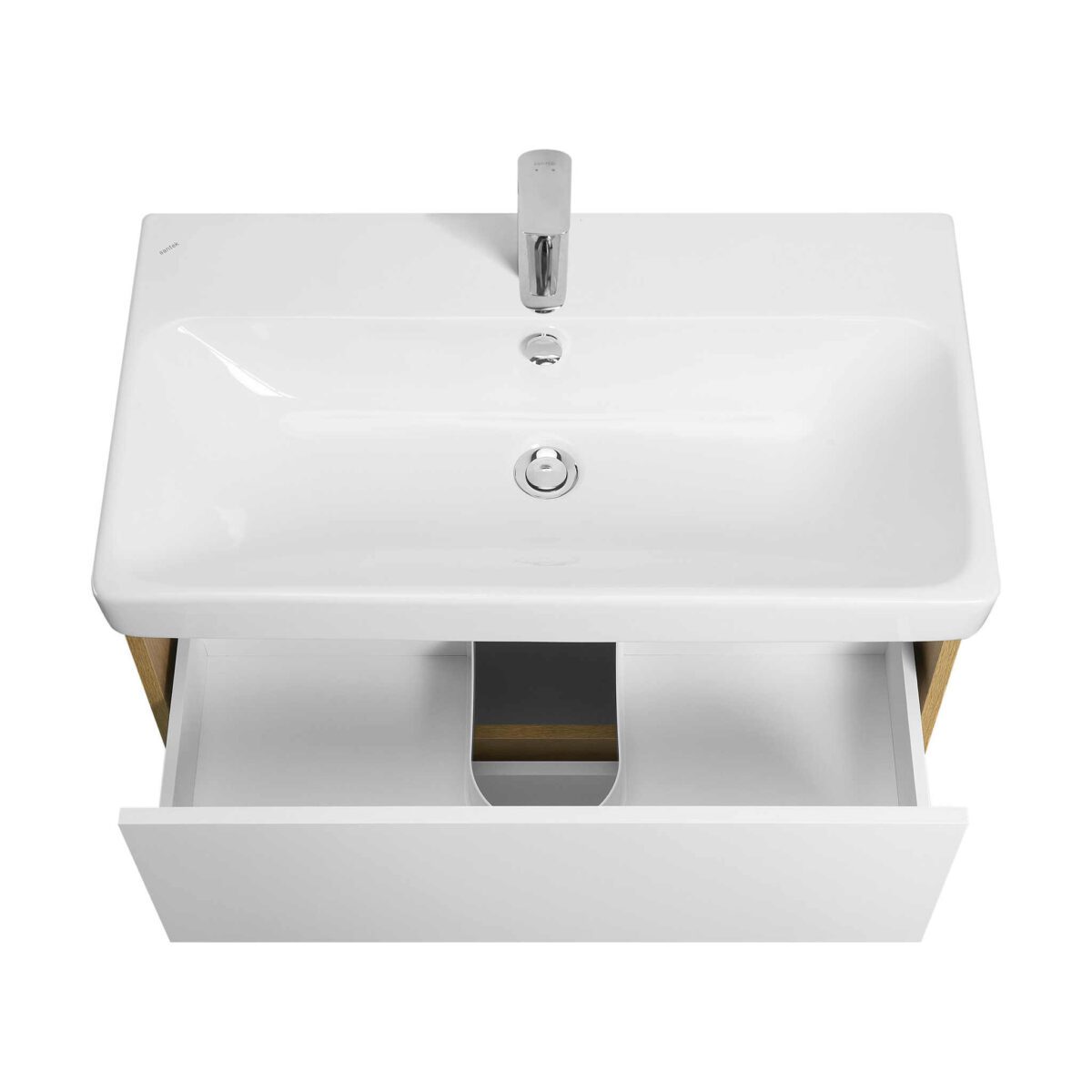 Комплект: тумба в ванную Aquaton Сканди 80 под умывальник Santek Адриана 80, белый/дуб рустикальный, 1A2830K0SDZ90 — изображение 4