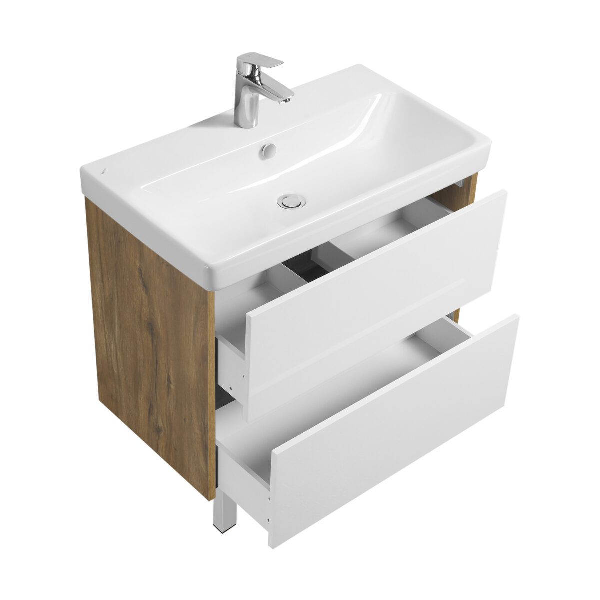 Комплект: тумба в ванную Aquaton Сканди 80 под умывальник Santek Адриана 80, белый/дуб рустикальный, 1A2830K0SDZ90 — изображение 7
