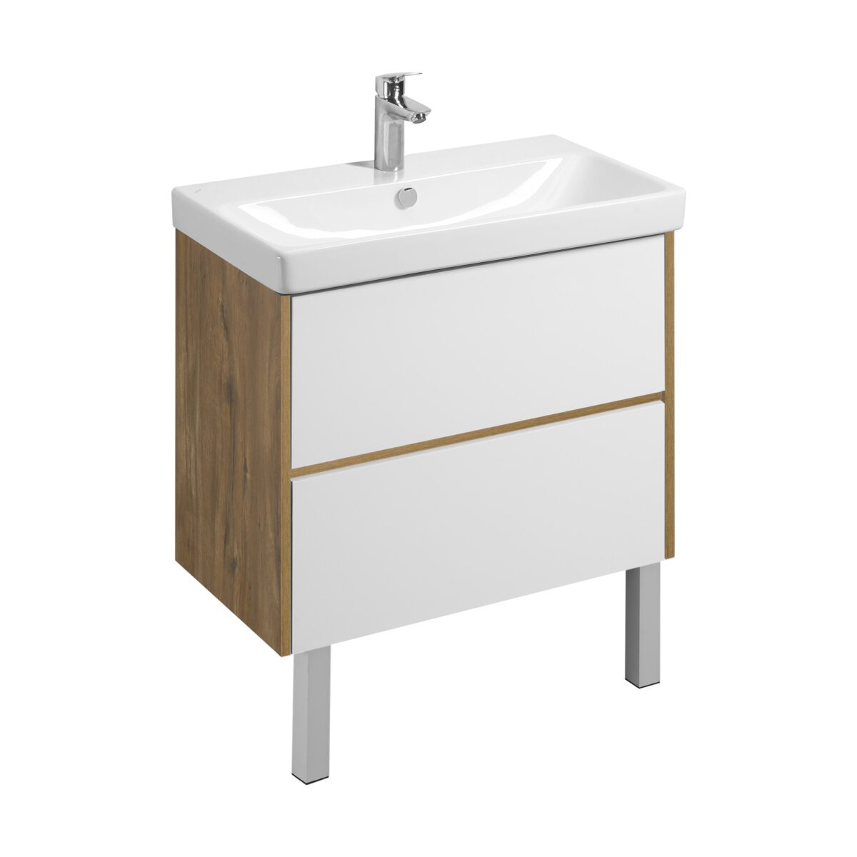 Комплект: тумба в ванную Aquaton Сканди 80 под умывальник Santek Адриана 80, белый/дуб рустикальный, 1A2830K0SDZ90 — изображение 5