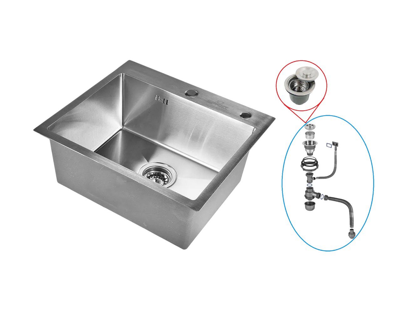 Кухонная мойка с сифоном WISENT W35040/2 (сатин/матовая) — изображение 2