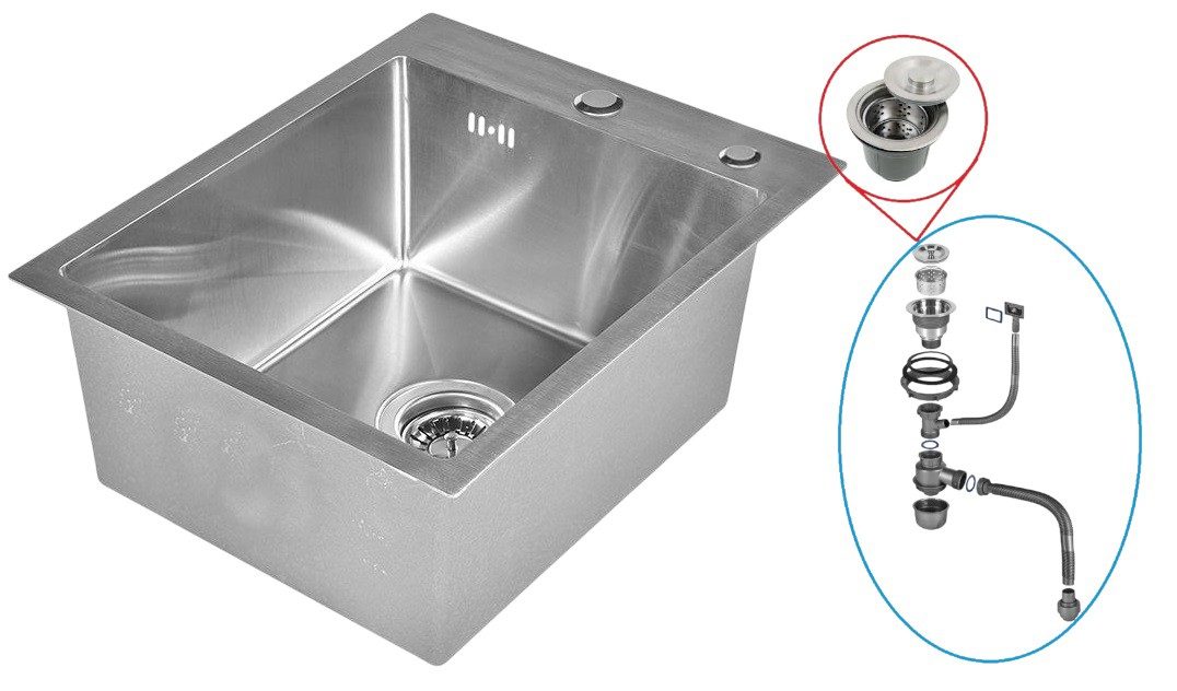Кухонная мойка с сифоном WISENT W34050/2 (сатин/матовая) — изображение 2