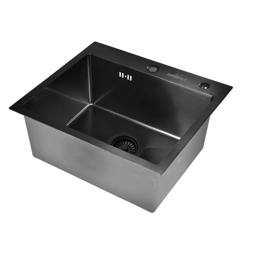 Кухонная мойка с сифоном WISENT W35040B/2 (графит/матовая)