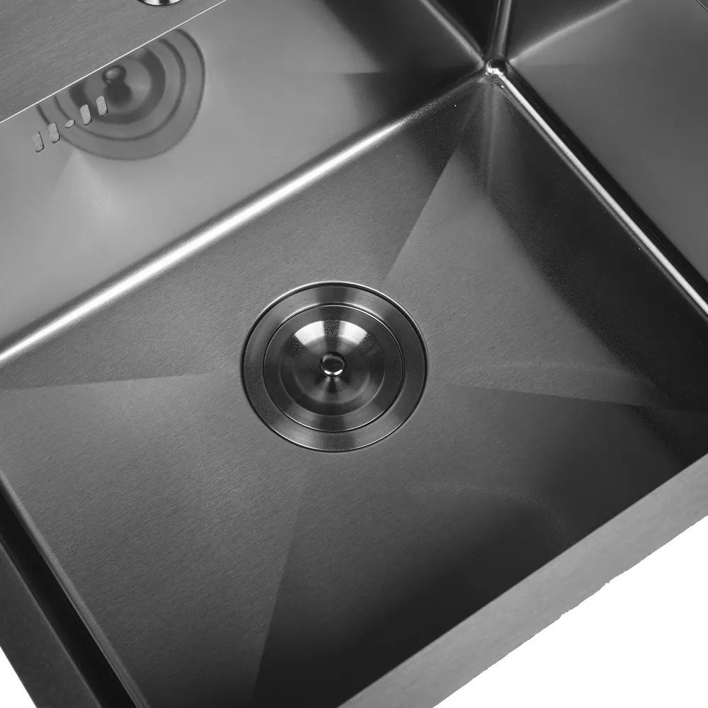 Кухонная мойка с сифоном WISENT W35040B/2 (графит/матовая) — изображение 7