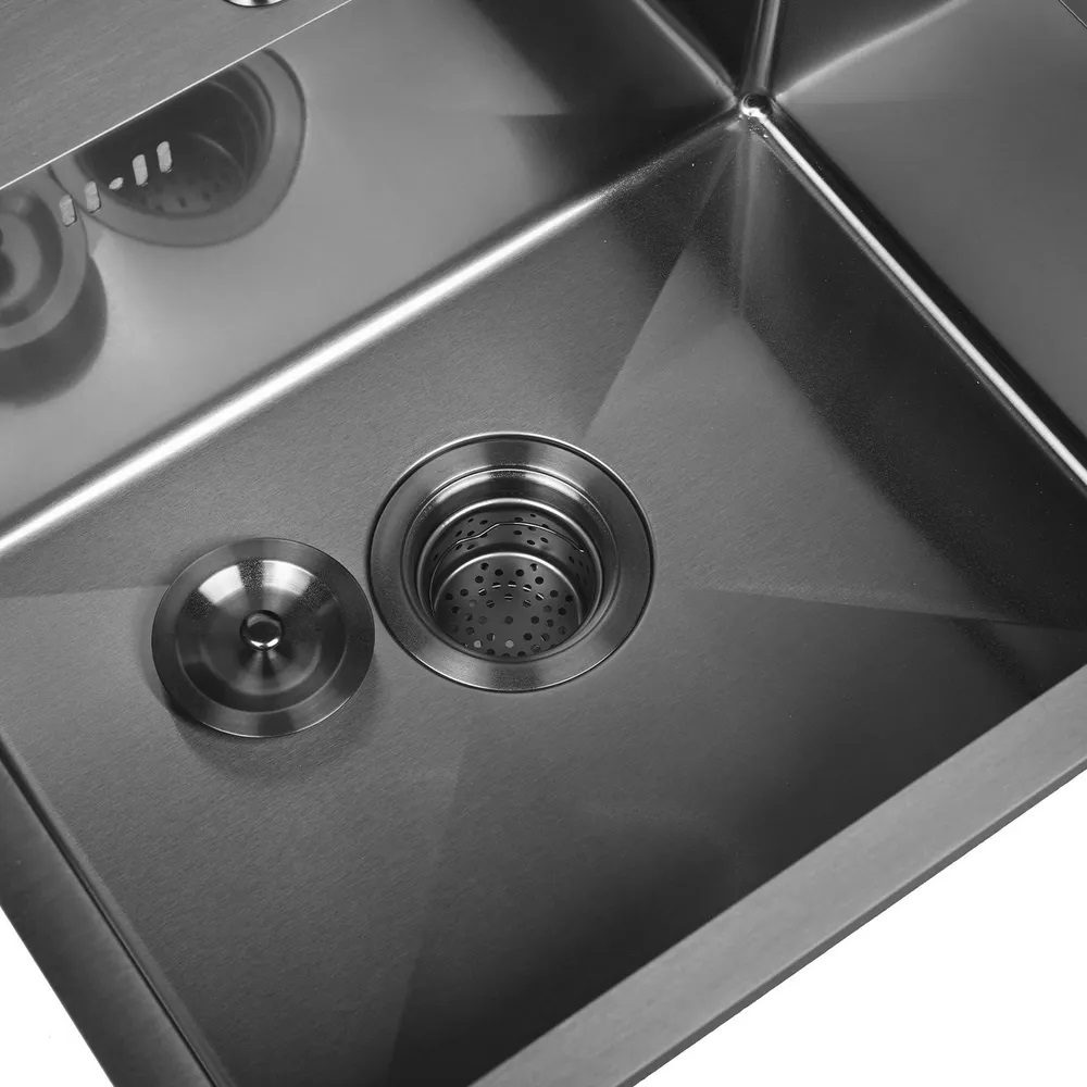 Кухонная мойка с сифоном WISENT W35040B/2 (графит/матовая) — изображение 8